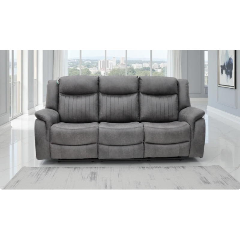 Leon Electric Recliner 3 Seater Sofa in Grey Leon Electric Recliner 3 Seater Sofa in Grey
